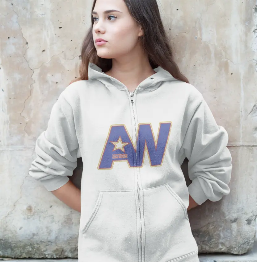 model wearing alex warren hoodie 2026